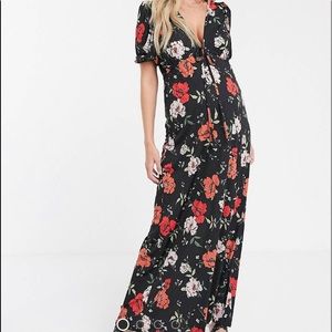 ASOS Design Maternity Tie Front Maxi in Floral